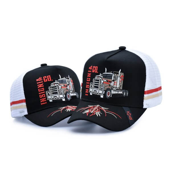 Long Haul Black & Red – High Profile Trucker Hat